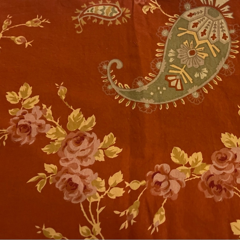 Pottery Barn Rust Red Floral Paisley Shower Curtain